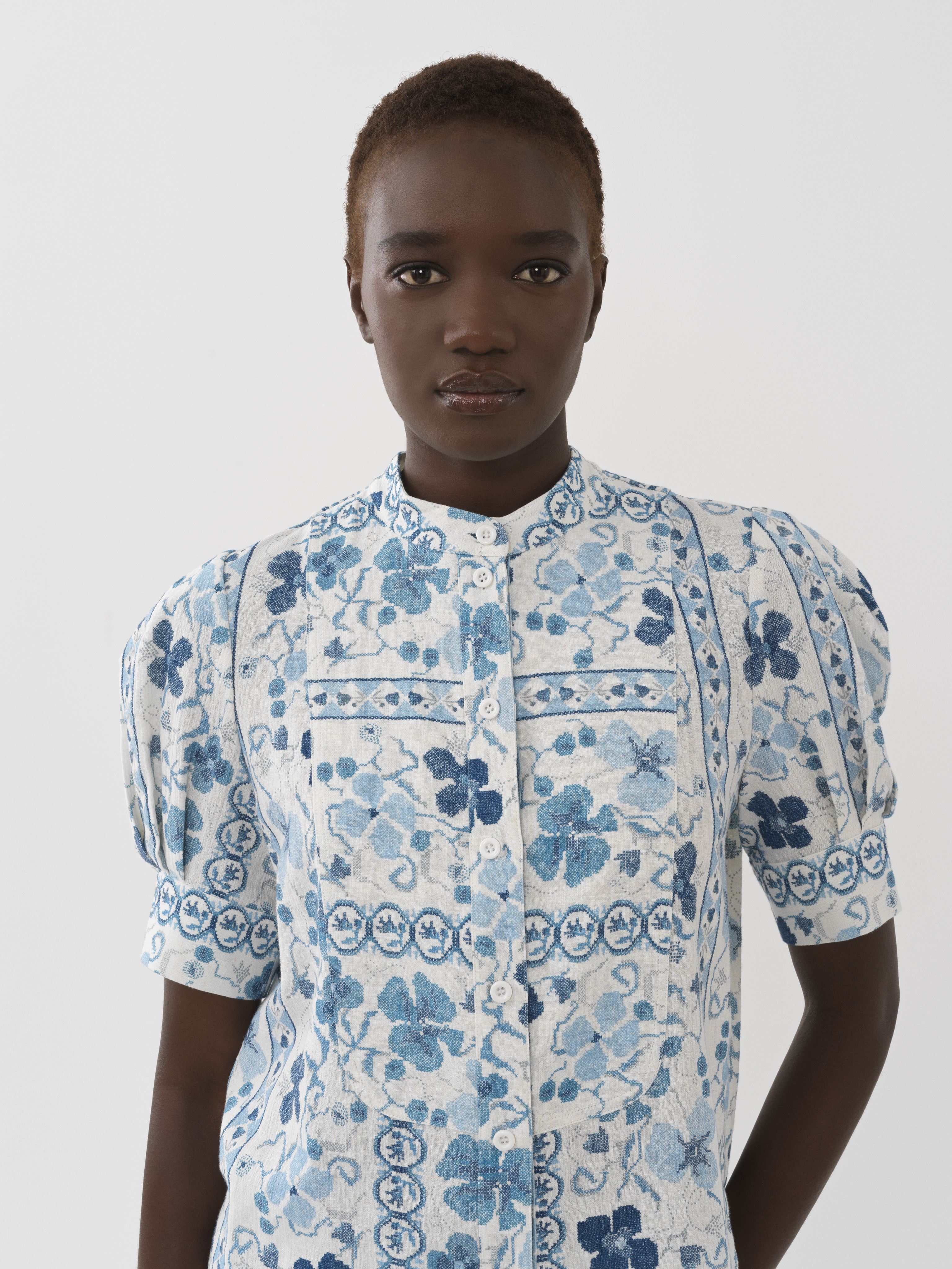 SEE BY CHLOÉ SHIRT WITH PRINT BLUE SIZE 10 100% VISCOSE
