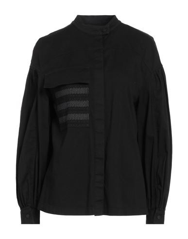 Dondup Woman Shirt Black Size 6 Cotton, Elastane