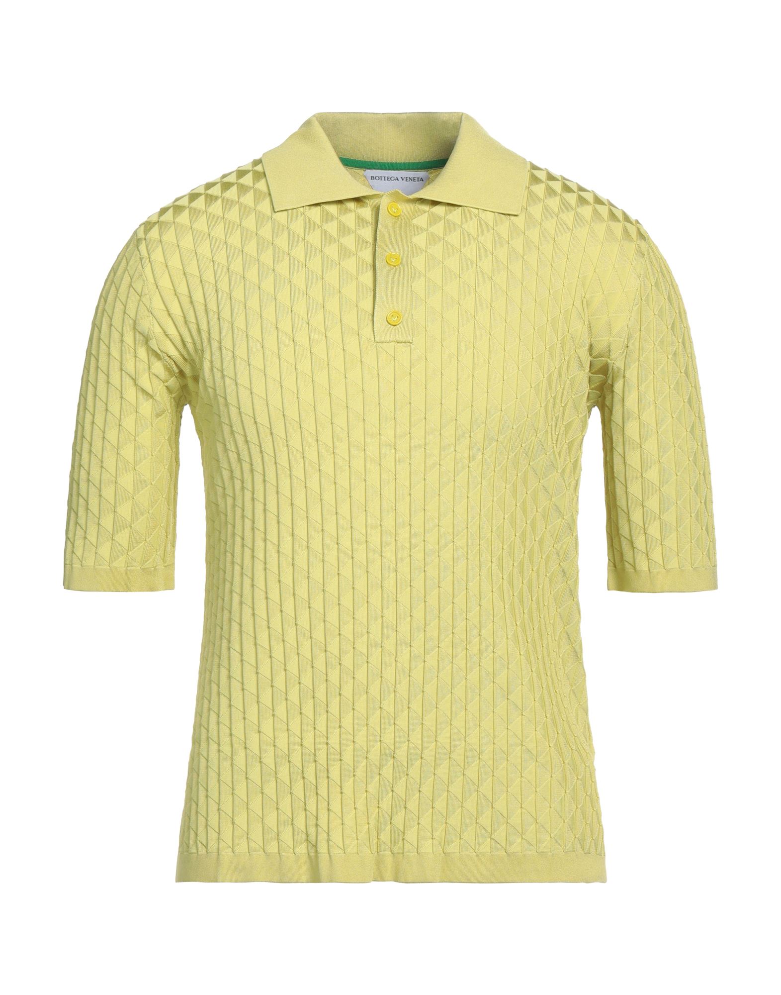 Shop Bottega Veneta Man Polo Shirt Acid Green Size L Silk, Polyester, Polyamide, Elastane