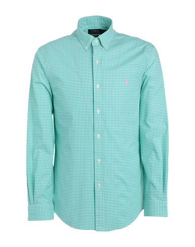Polo Ralph Lauren Man Shirt Green Size M Cotton, Elastane In Blue