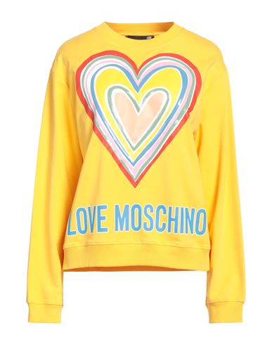 Love Moschino Woman Sweatshirt Ocher Size 8 Cotton, Elastane In Yellow