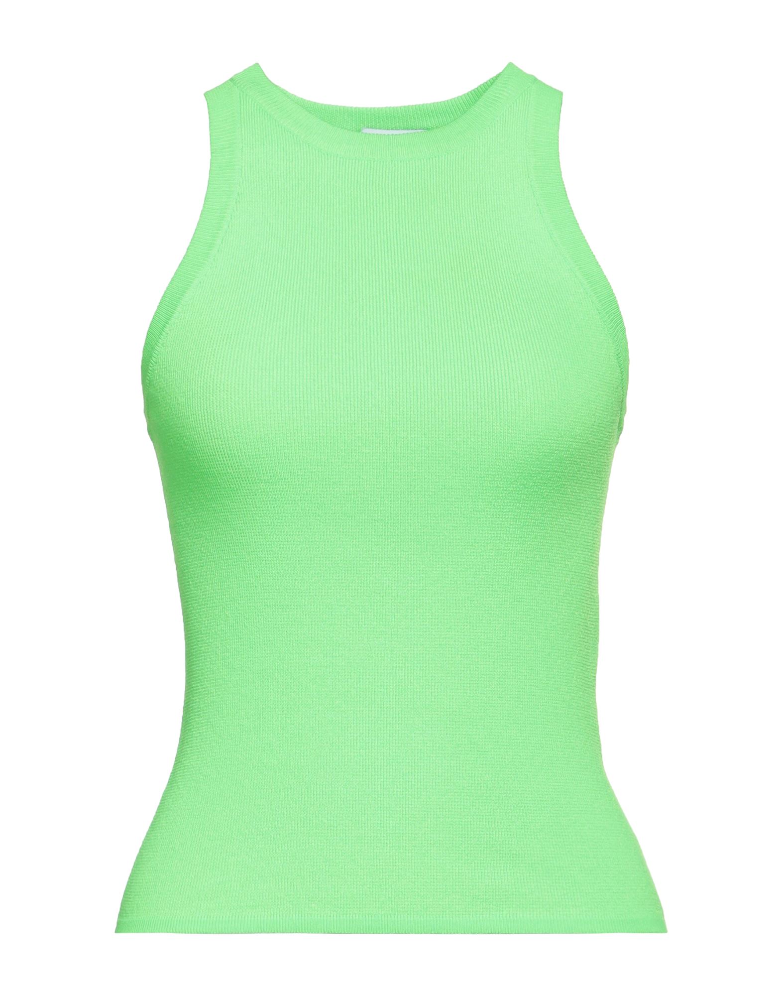 Shop Msgm Woman Tank Top Green Size Xl Polyester, Polyamide, Elastane