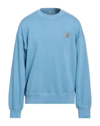 Carhartt Man Sweatshirt Light Blue Size L Cotton, Elastane