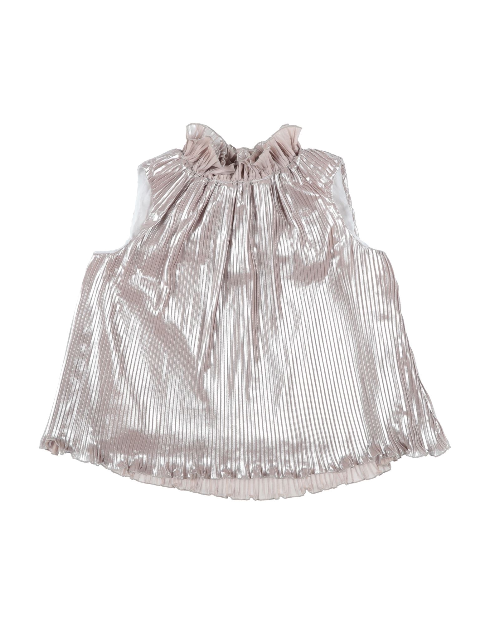 La Stupenderia Luce Metallic Pleated Blouse In Light Brown