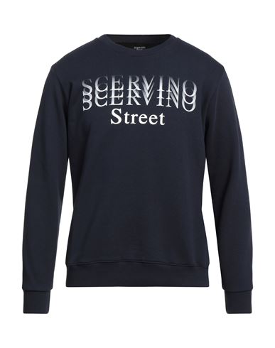 Scervino Man Sweatshirt Midnight Blue Size S Cotton In Black