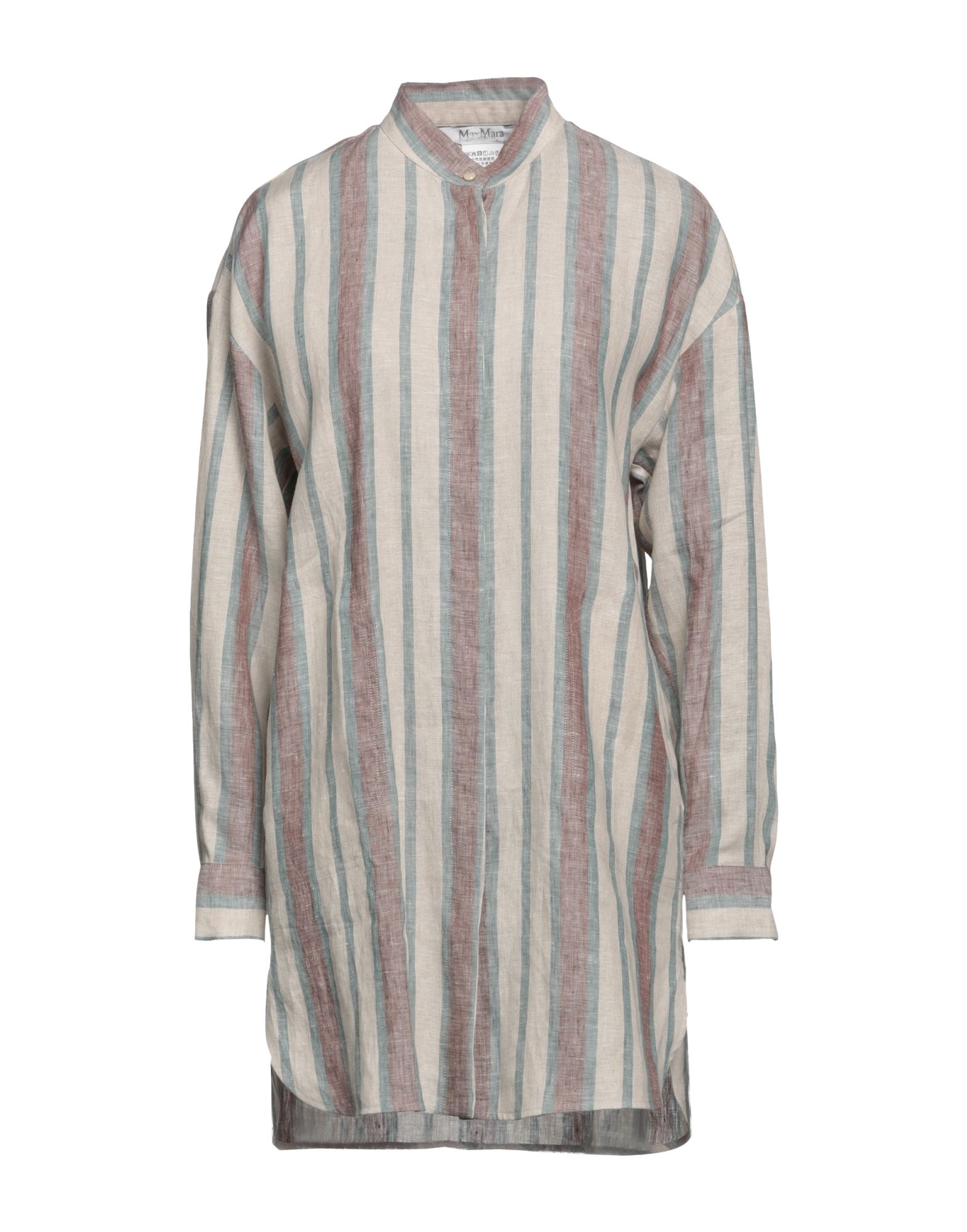 Max Mara Grammo Striped Linen Shirt In Grey