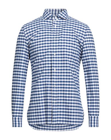 Shop Luigi Borrelli Napoli Man Shirt Blue Size 16 Cotton