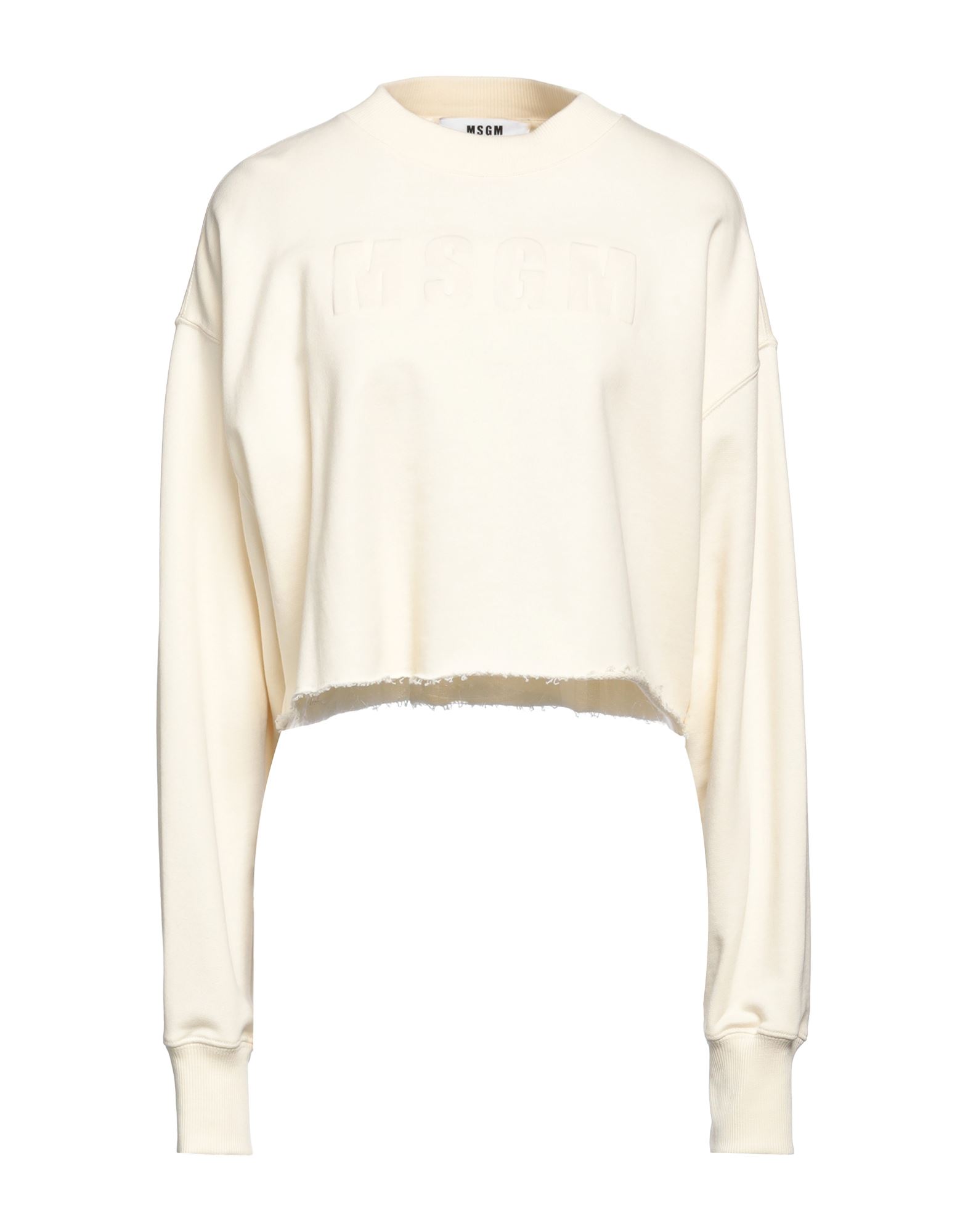 Shop Msgm Woman Sweatshirt Ivory Size L Cotton In White