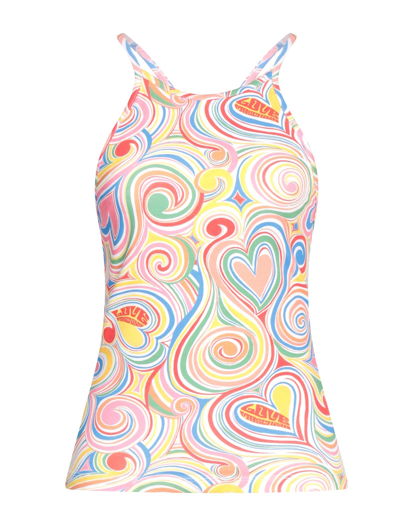 Love Moschino Thin Straps Allover Multicolor Top In Yellow