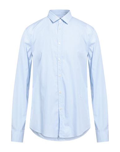 Trussardi Man Shirt Sky Blue Size 16 Cotton