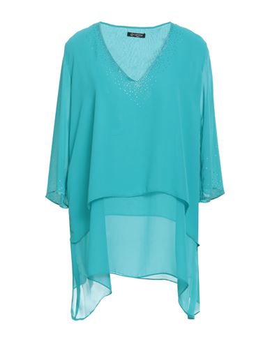 Camilla  Milano Camilla Milano Woman Blouse Turquoise Size 16 Polyester In Blue