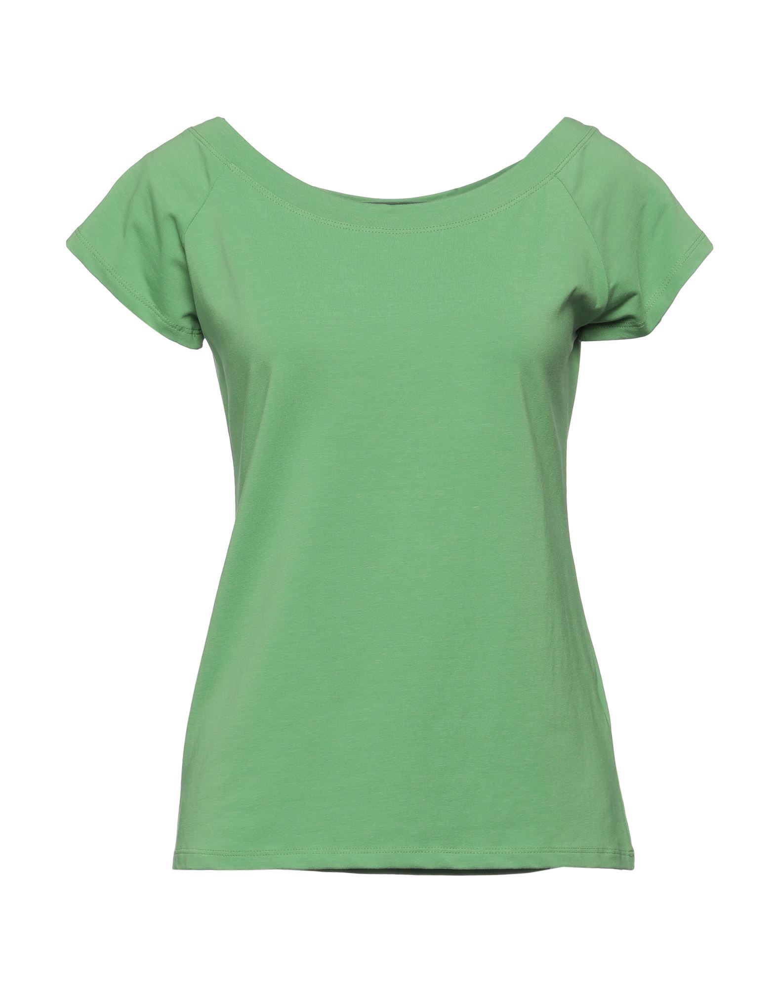 MILVA MI MILVA MI WOMAN T-SHIRT GREEN SIZE S COTTON, ELASTANE