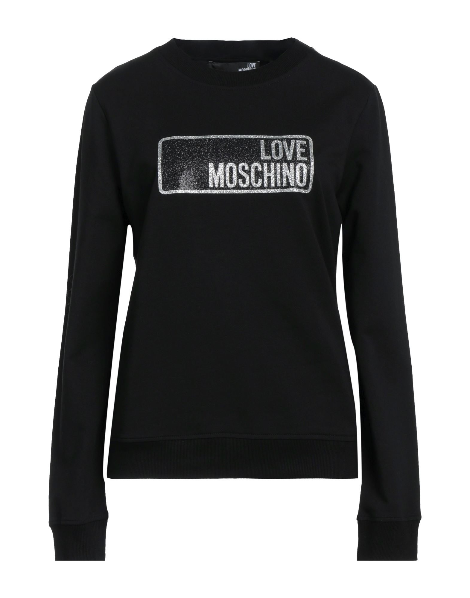 Love Moschino Glittered Intarsia-knit Cotton Sweater In Black