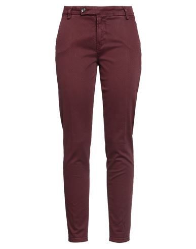 Woman Pants Burgundy Size 26 Cotton, Elastane