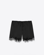 SAINT LAURENT Pantalons courts D Bermuda en satin et dentelle noir f