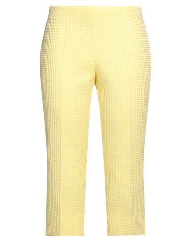 Rossopuro Woman Cropped Pants Yellow Size 10 Polyester, Cotton