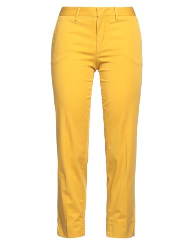Pt Torino Woman Pants Mustard Size 2 Cotton, Elastane In Yellow