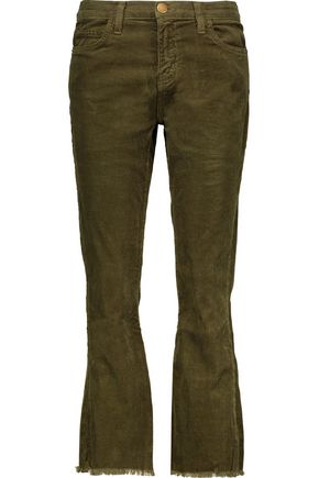 CURRENT/ELLIOTT The Kick cropped mid-rise corduroy flared jeans