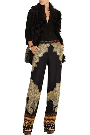 Click to view more detailed imagery on our partner's website Etro Woman Silk-cloqué Wide-leg Pants Black