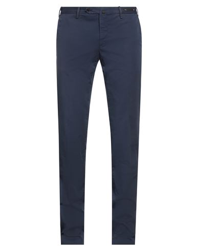 Pt Torino Man Pants Navy Blue Size 40 Cotton, Lyocell, Elastane In Navy Blue
