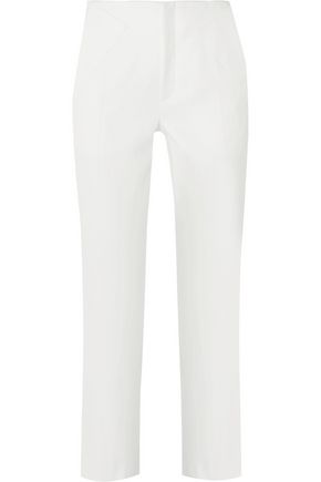 ROLAND MOURET Mimosa cropped cotton and silk-blend piqué straight-leg pants