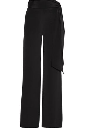 CUSHNIE ET OCHS Belted silk crepe de chine wide-leg pants
