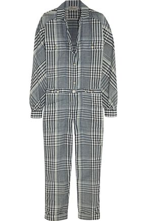 TEMPERLEY LONDON Checked linen and cotton-blend jumpsuit