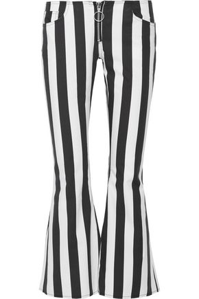 MARQUES ALMEIDA Cropped striped cotton-poplin flared pants