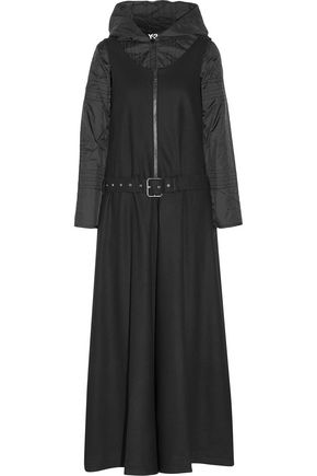 Y-3 + adidas Originals layered wool-blend felt and shell hooded jumpsuit