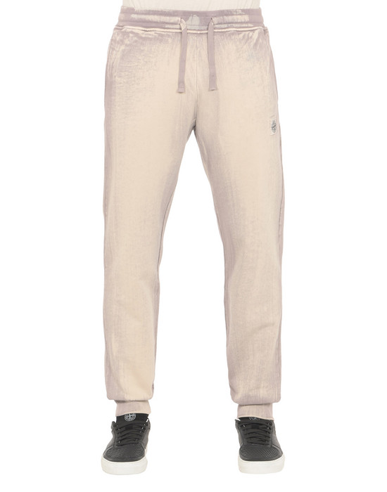 13107789ki - TROUSERS - 5 POCKETS STONE ISLAND Fleece Trousers 66765 HAND BRUSHED COLOUR TREATMENT STONE ISLAND - 0