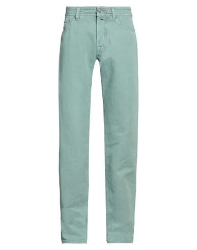 Shop Jacob Cohёn Man Pants Turquoise Size 32 Cotton, Linen In Blue