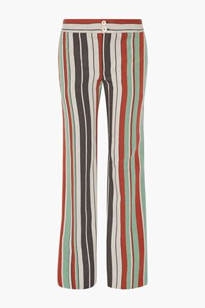 Chloé Striped Cotton-blend Twill Wide-leg Trousers In Mint