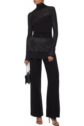 Givenchy Satin-paneled Cady Wide-leg Pants In Black