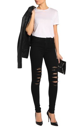 Click to view more detailed imagery on our partner's website J Brand Faded High-rise Skinny Jeans In Black