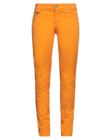 Woman Pants Orange Size 26 Cotton, Elastane