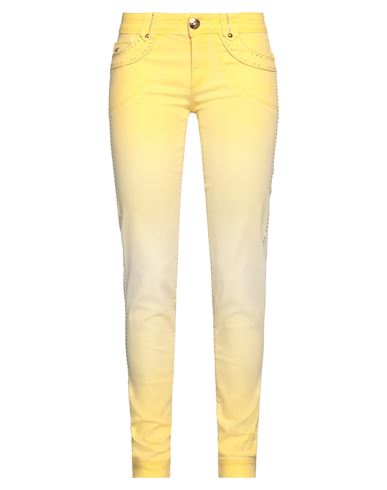 Woman Pants Yellow Size 4 Cotton, Polyamide, Elastane