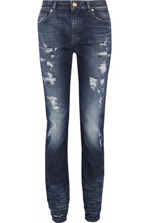 PIERRE BALMAIN Distressed mid-rise slim-leg jeans,US 13331180552204506