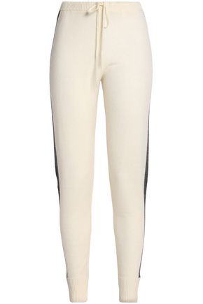 MADELEINE THOMPSON WOMAN WOOL AND CASHMERE-BLEND TRACK PANTS CREAM,GB 14693524283274923