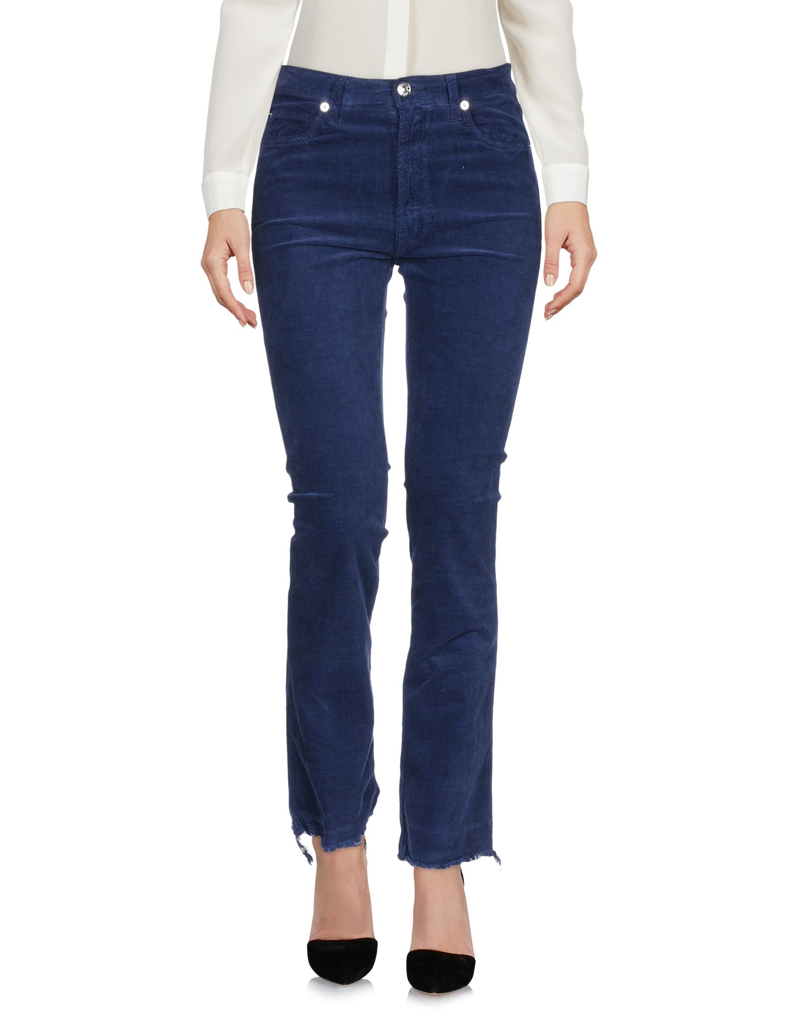 People (+)  Woman Pants Blue Size 25 Cotton, Viscose, Elastane In Dark Blue