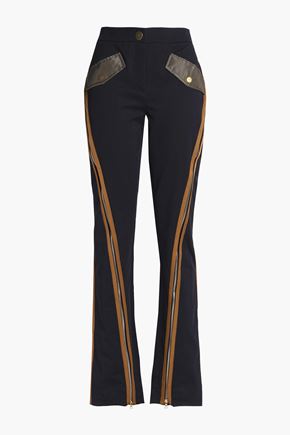 PETER PILOTTO WOMAN ZIP-DETAILED COTTON-BLEND TWILL BOOTCUT trousers NAVY,US 14693524283984322