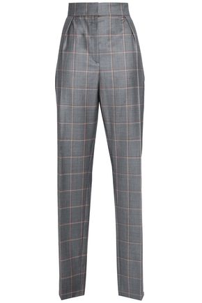 LANVIN WOMAN CHECKED WOOL TAPERED trousers grey,AU 14693524284039569