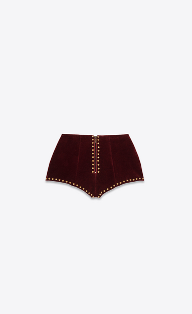 SAINT LAURENT Short Pants Woman Shorts with studs in burgundy velvet a_V4