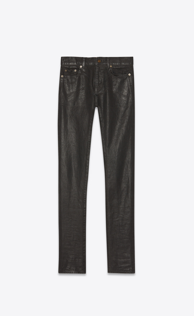 SAINT LAURENT Skinny fit Man Low-rise skinny jeans in oiled black denim a_V4