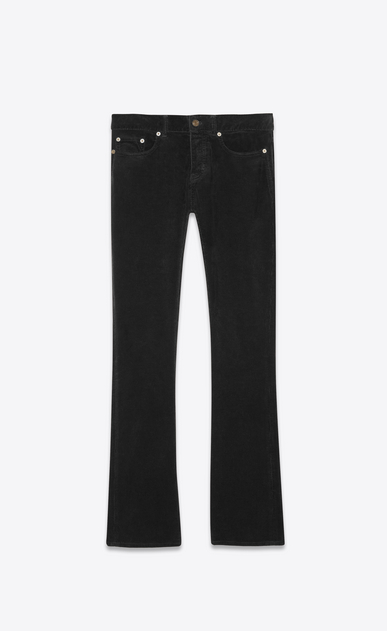 SAINT LAURENT Denim Trousers Man Low-rise bootcut jeans in black corduroy a_V4