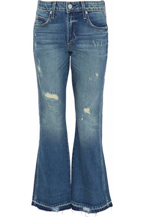 AMO Bex distressed mid-rise flared jeans,AU 1874378722819809