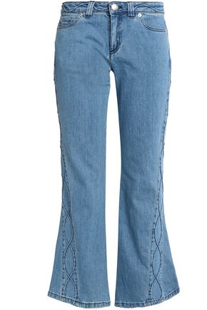 SEE BY CHLOÃ Embroidered mid-rise kick-flare jeans