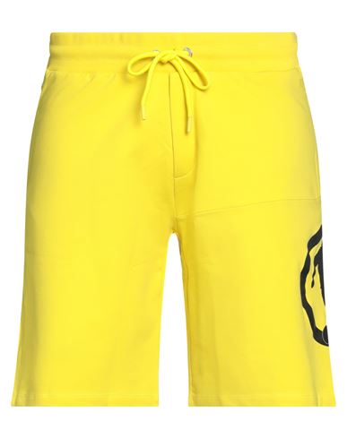 Bikkembergs Man Shorts & Bermuda Shorts Yellow Size M Cotton, Elastane