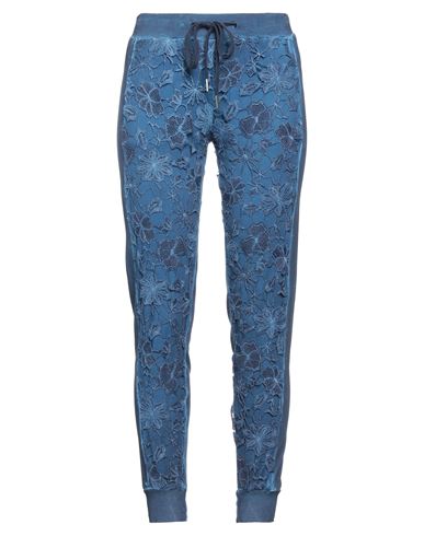Happiness Woman Pants Blue Size S Cotton, Elastane, Polyester