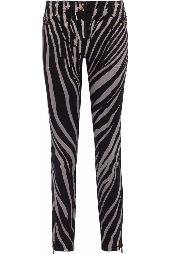 Zebra-print mid-rise skinny jeans | ROBERTO CAVALLI | Sale up to 70% ...