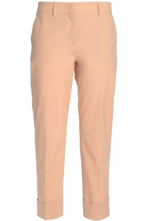 EMILIO PUCCI WOMAN CROPPED STRETCH-COTTON TAPERED PANTS PEACH,GB 7789028784060178